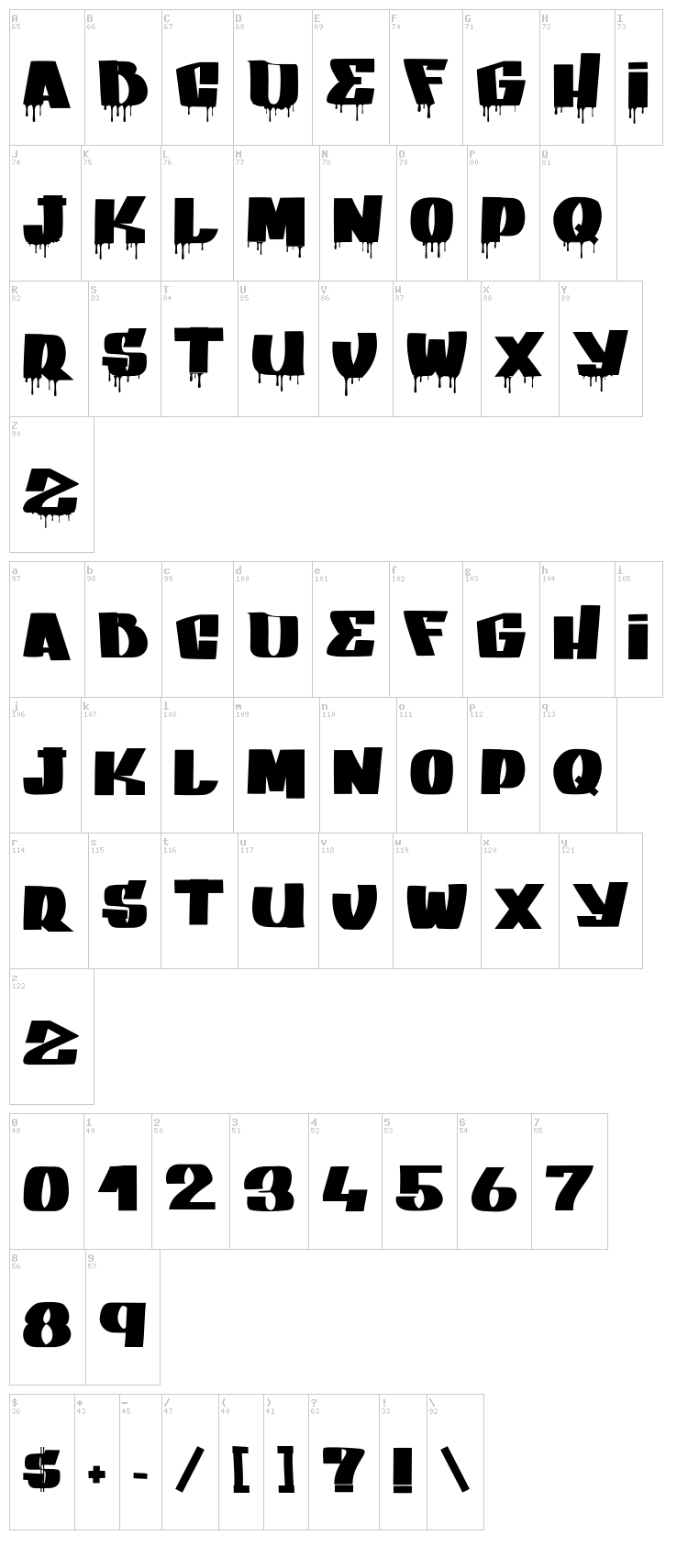 Gang Bang Crime font map